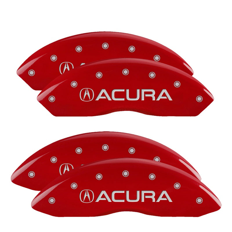 4-Caliper-Covers-Engraved-Front--Rear-Acura-Red-Finish-Silver-Ch