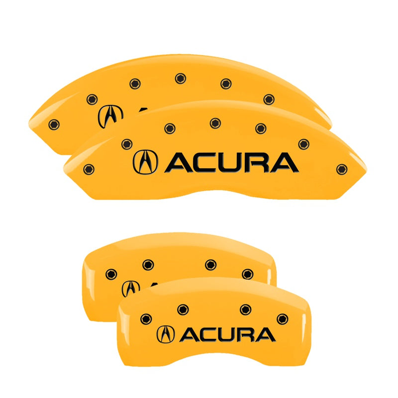 4-Caliper-Covers-Engraved-Front--Rear-Acura-Yellow-Finish-Black-Char-1999-Acura-Rl