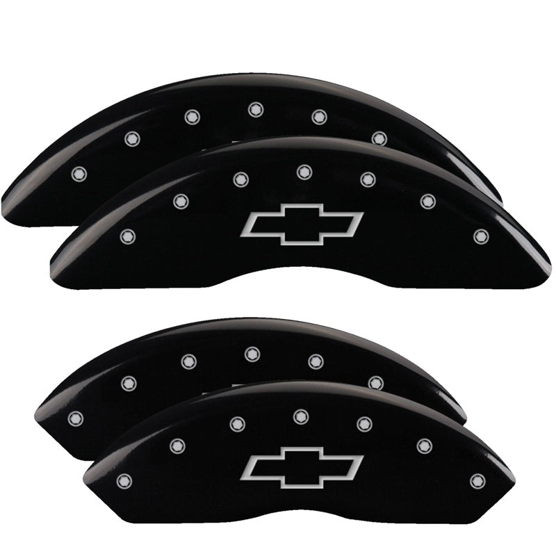 4-Caliper-Covers-Engraved-Front--Rear-Bowtie-Black-Finish-Silver-Ch
