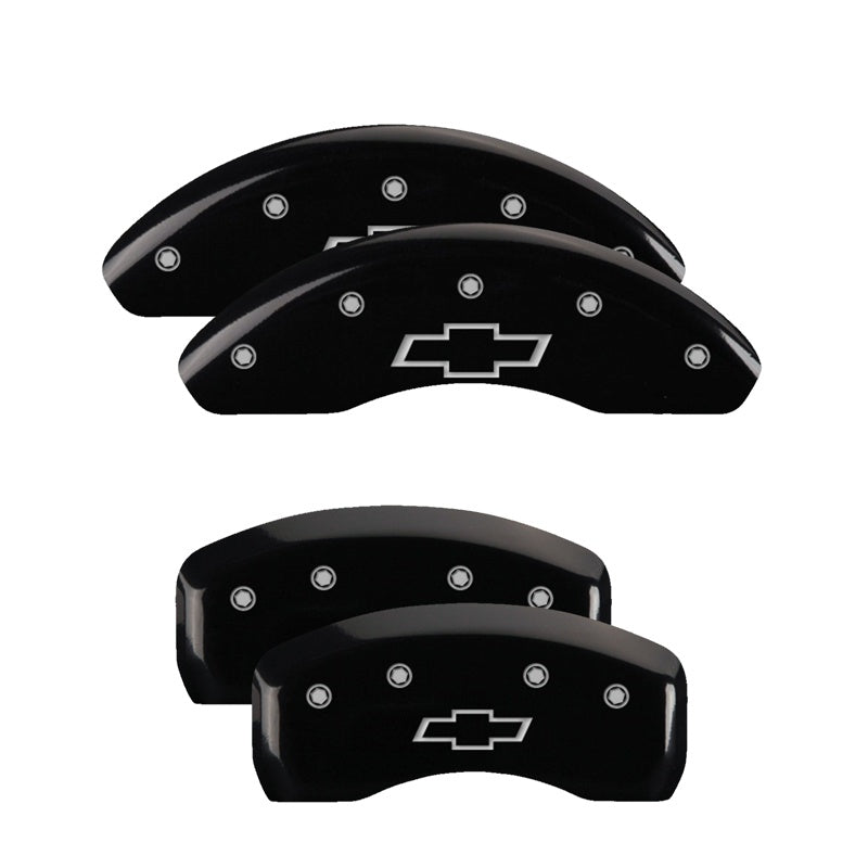 4-Caliper-Covers-Engraved-Front--Rear-Bowtie-Black-Finish-Silver-Ch