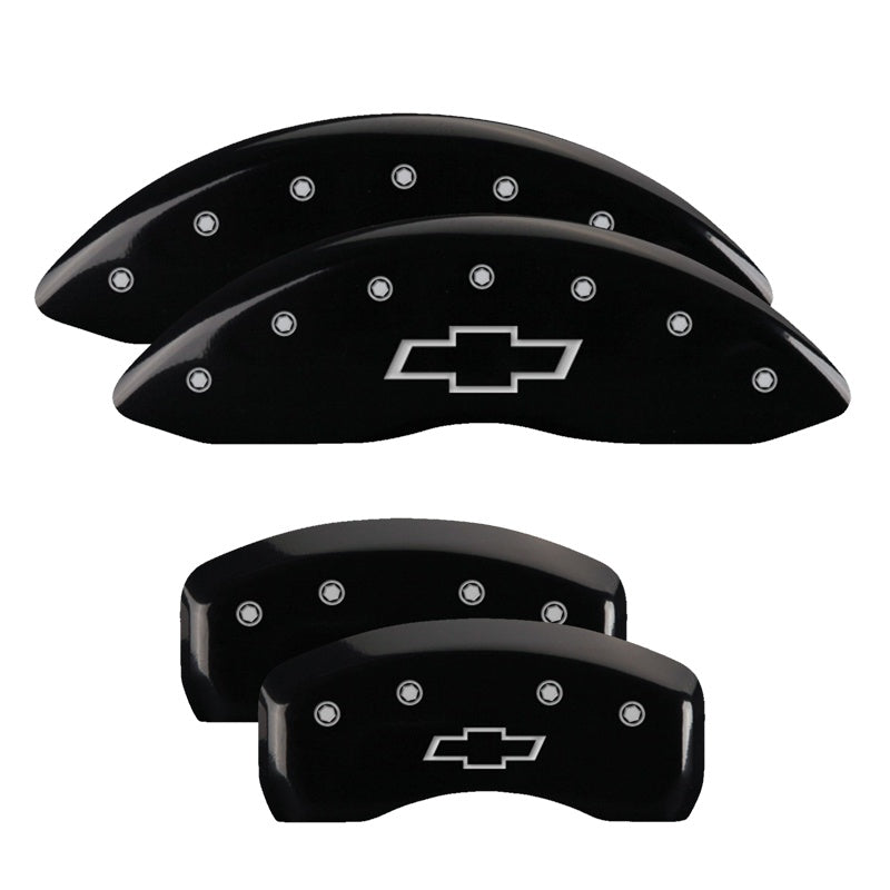 4-Caliper-Covers-Engraved-Front--Rear-Bowtie-Black-Finish-Silver-Ch