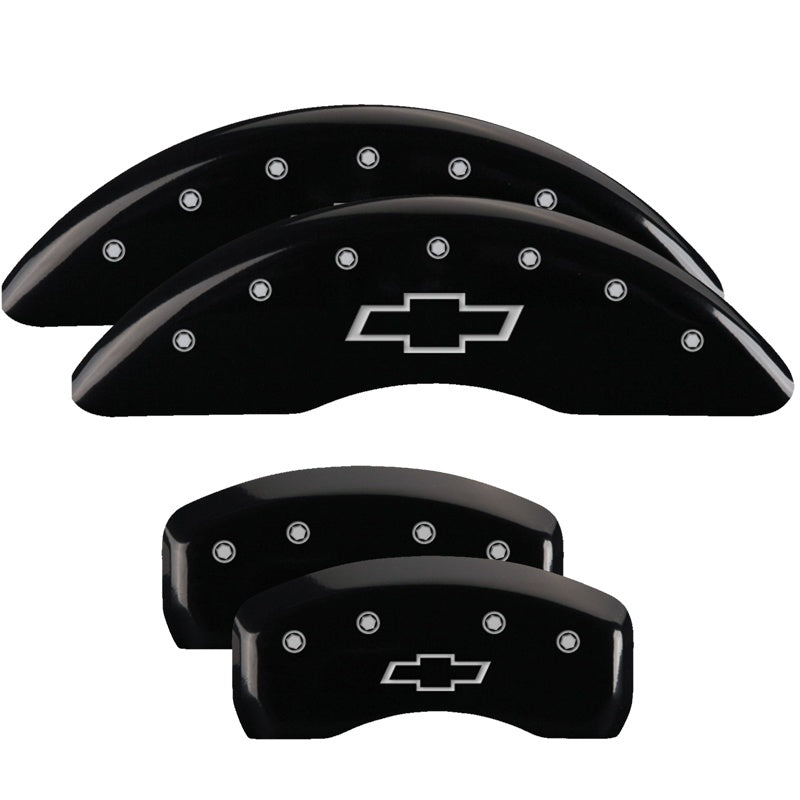 4-Caliper-Covers-Engraved-Front--Rear-Bowtie-Black-Finish-Silver-Ch