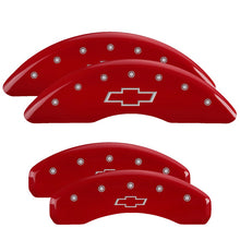 Load image into Gallery viewer, 4-Caliper-Covers-Engraved-Front--Rear-Bowtie-Red-Finish-Silver-Ch