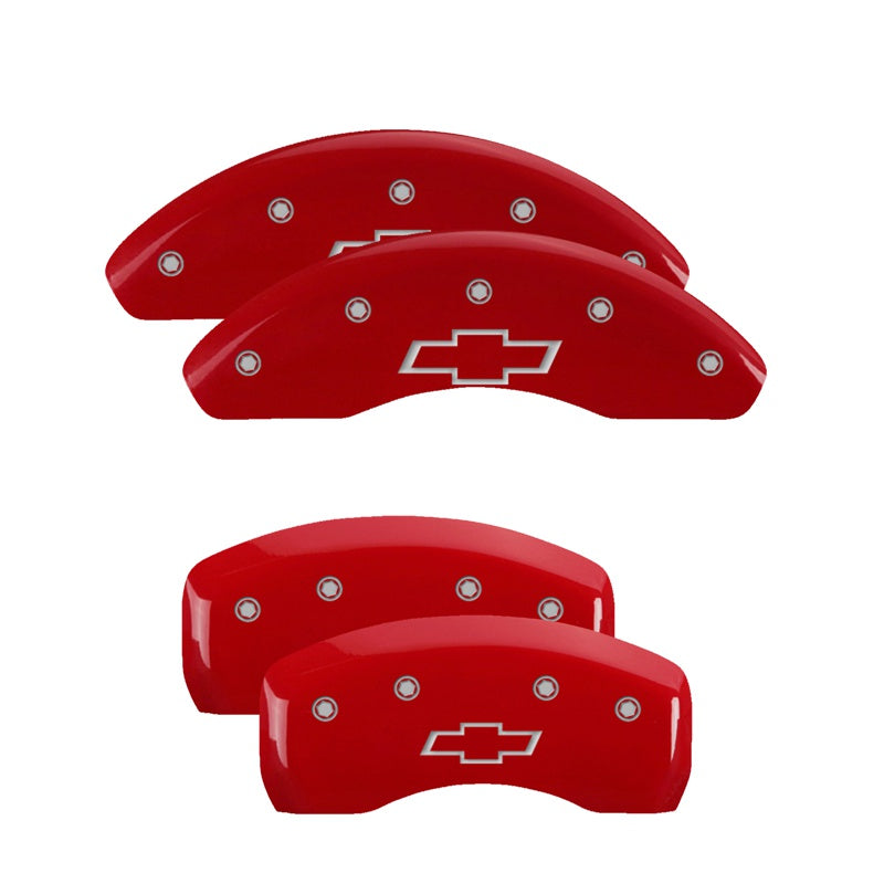 4-Caliper-Covers-Engraved-Front--Rear-Bowtie-Red-Finish-Silver-Ch