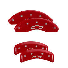 Load image into Gallery viewer, 4-Caliper-Covers-Engraved-Front--Rear-Bowtie-Red-Finish-Silver-Ch