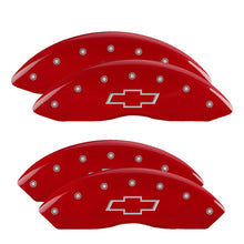 Load image into Gallery viewer, 4-Caliper-Covers-Engraved-Front--Rear-Bowtie-Red-Finish-Silver-Char-2014-Chevrolet-Express-2500