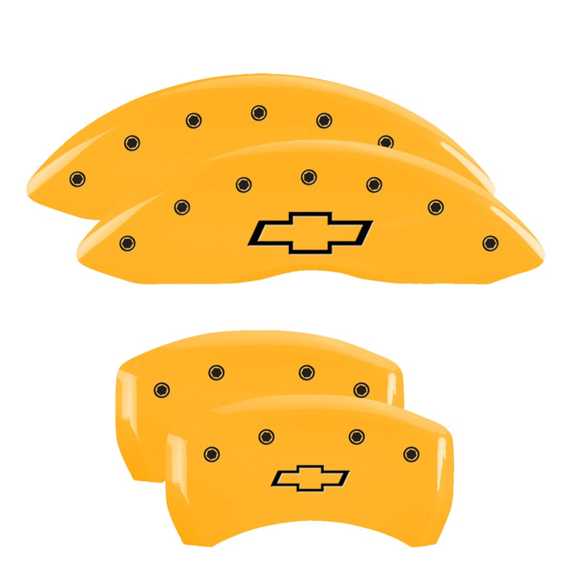 4-Caliper-Covers-Engraved-Front--Rear-Bowtie-Yellow-Finish-Black-Char-2000-Chevrolet-Camaro