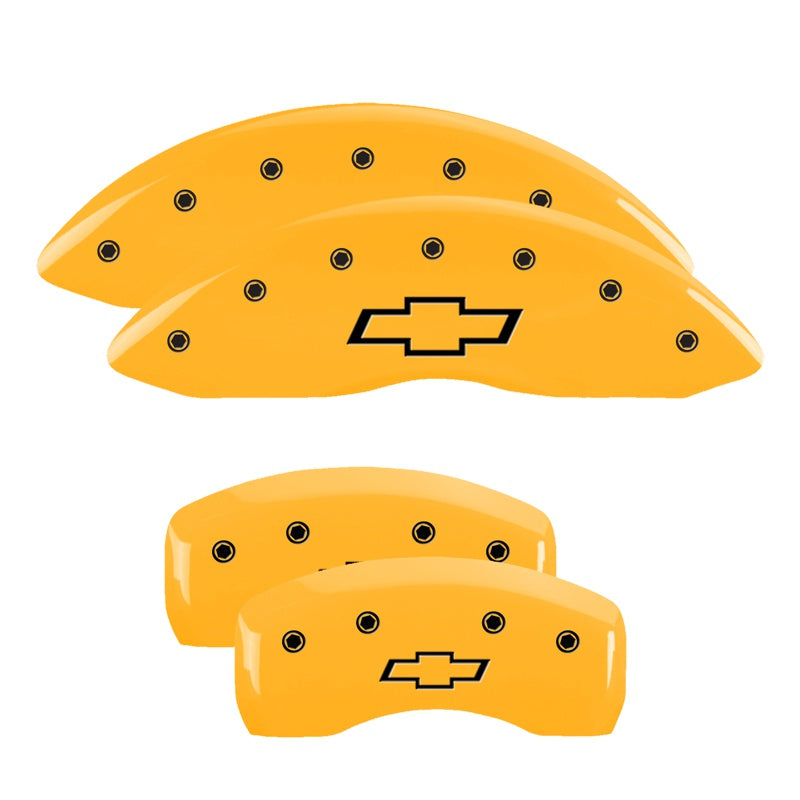 4-Caliper-Covers-Engraved-Front--Rear-Bowtie-Yellow-Finish-Black-Char-2008-Chevrolet-Impala