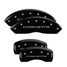 Load image into Gallery viewer, 4-Caliper-Covers-Engraved-Front--Rear-C5Corvette-Black-Finish-Silver-Ch