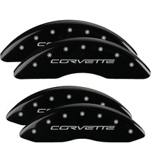 Load image into Gallery viewer, 4-Caliper-Covers-Engraved-Front--Rear-C6Corvette-Black-Finish-Silver-Ch