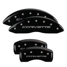 Load image into Gallery viewer, 4-Caliper-Covers-Engraved-Front--Rear-C6Corvette-Black-Finish-Silver-Ch