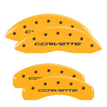 Load image into Gallery viewer, 4-Caliper-Covers-Engraved-Front--Rear-C7Corvette-Yellow-Finish-Black-Ch