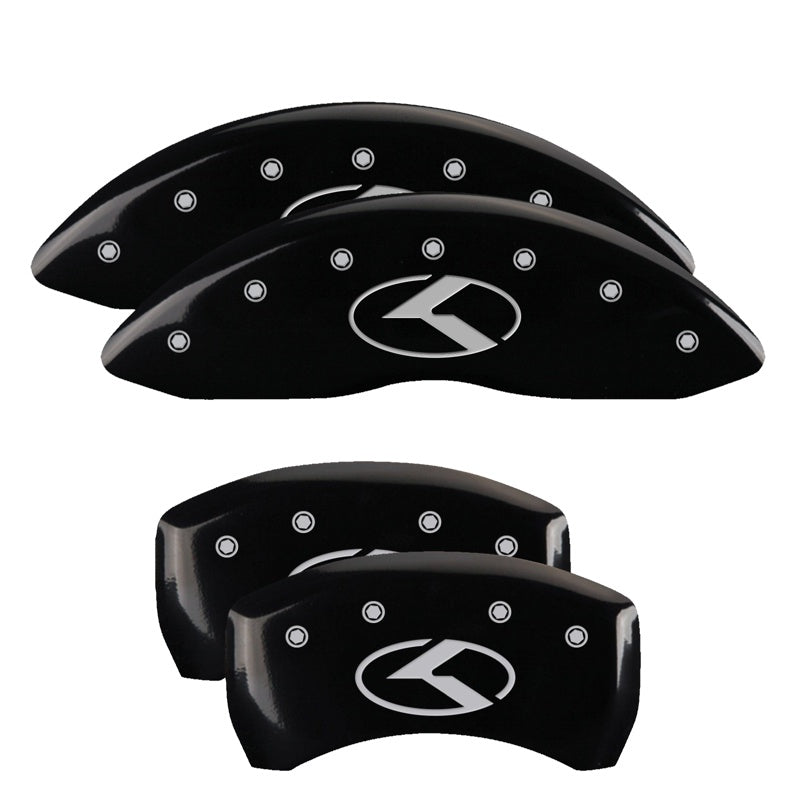 4-Caliper-Covers-Engraved-Front--Rear-Circle-KKia-Black-Finish-Silver-Char-2018-Kia-Stinger