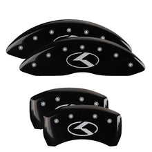 Load image into Gallery viewer, 4-Caliper-Covers-Engraved-Front--Rear-Circle-KKia-Black-Finish-Silver-Char-2018-Kia-Stinger