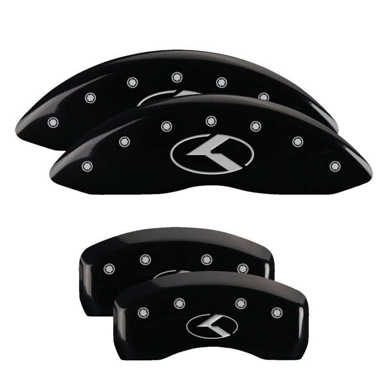4-Caliper-Covers-Engraved-Front--Rear-Circle-KKia-Black-Finish-Silver-Char-2019-Kia-Optima