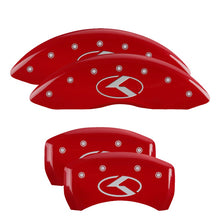 Load image into Gallery viewer, 4-Caliper-Covers-Engraved-Front--Rear-Circle-KKia-Red-Finish-Silver-Char-2018-Kia-Stinger