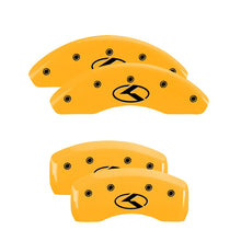 Load image into Gallery viewer, 4-Caliper-Covers-Engraved-Front--Rear-Circle-KKia-Yellow-Finish-Black-Ch