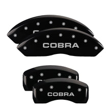 Load image into Gallery viewer, 4-Caliper-Covers-Engraved-Front--Rear-Cobra-Black-Finish-Silver-Ch