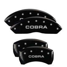 Load image into Gallery viewer, 4-Caliper-Covers-Engraved-Front--Rear-Cobra-Black-Finish-Silver-Ch
