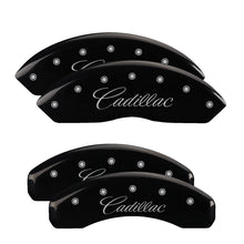 Load image into Gallery viewer, 4-Caliper-Covers-Engraved-Front--Rear-CursiveCadillac-Black-Finish-Silver-Ch