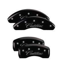 Load image into Gallery viewer, 4-Caliper-Covers-Engraved-Front--Rear-CursiveCadillac-Black-Finish-Silver-Ch