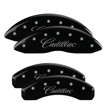 Load image into Gallery viewer, 4-Caliper-Covers-Engraved-Front--Rear-CursiveCadillac-Black-Finish-Silver-Ch