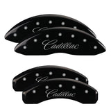 MGP 35003SCADBK Set of 4: Black finish, Silver Cadillac (Cursive)