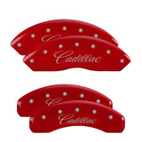 MGP 35005SCADRD Set of 4: Red finish, Silver Cadillac (Cursive)