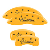 MGP 35007SCADYL Set of 4: Yellow finish, Black Cadillac (Cursive)