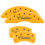 MGP 35024SCADYL Set of 4: Yellow finish, Black Cadillac (Cursive)
