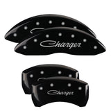 MGP 12181SCHSBK Set of 4: Black finish, Silver Charger (Cursive)