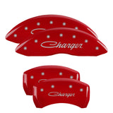 MGP 12181SCHSRD Set of 4: Red finish, Silver Charger (Cursive)