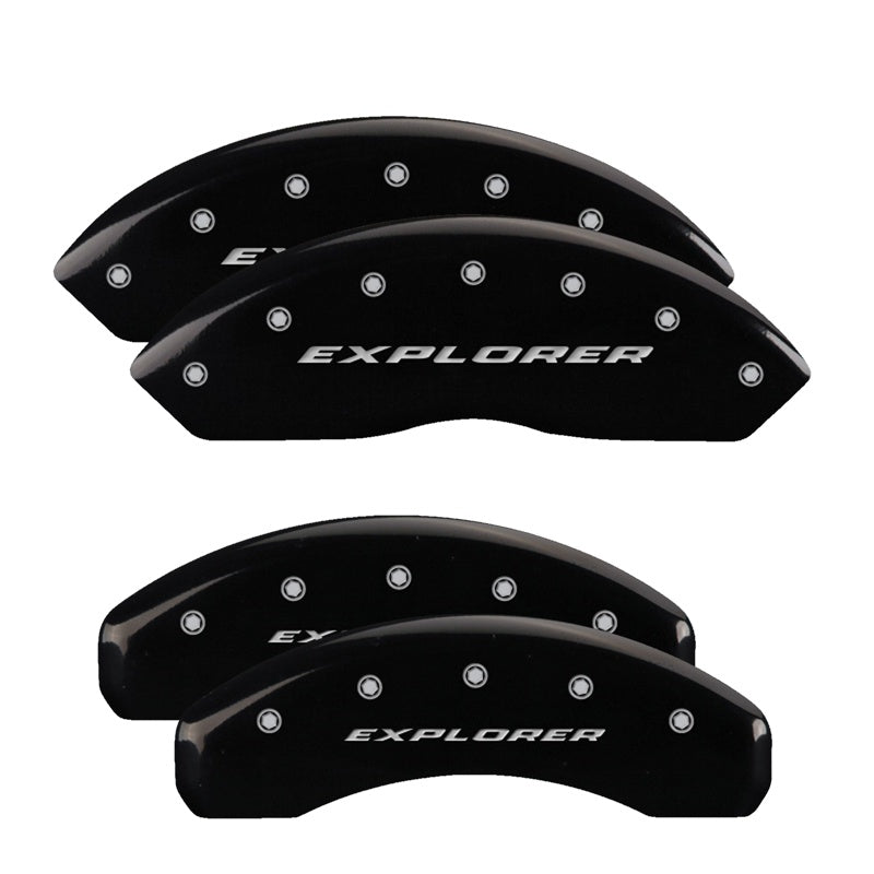 4-Caliper-Covers-Engraved-Front--Rear-Explorer-Black-Finish-Silver-Ch