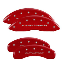 Load image into Gallery viewer, 4-Caliper-Covers-Engraved-Front--Rear-Explorer-Red-Finish-Silver-Ch