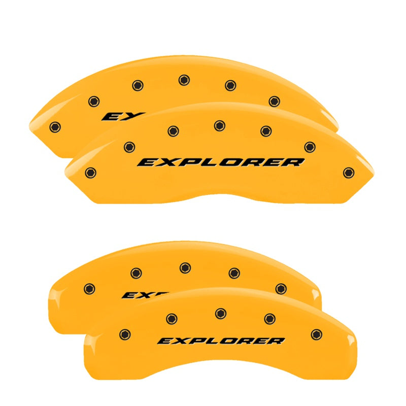 4-Caliper-Covers-Engraved-Front--Rear-Explorer-Yellow-Finish-Black-Char-2006-Ford-Explorer