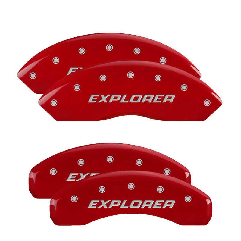 4-Caliper-Covers-Engraved-Front--Rear-Explorer2011-Red-Finish-Silver-Char-2009-Ford-Explorer