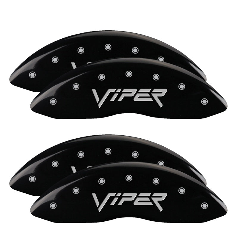 4-Caliper-Covers-Engraved-Front--Rear-Gen-2Viper-Black-Finish-Silver-Ch