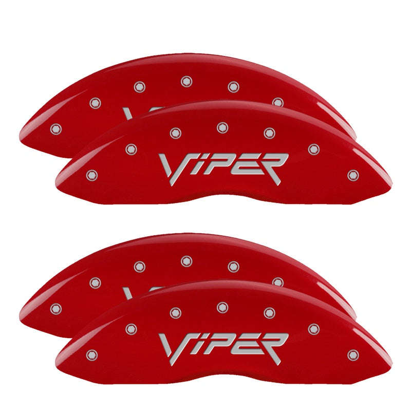 4-Caliper-Covers-Engraved-Front--Rear-Gen-2Viper-Red-Finish-Silver-Ch