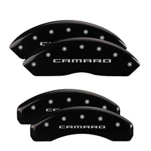 Load image into Gallery viewer, 4-Caliper-Covers-Engraved-Front--Rear-Gen-5Camaro-Black-Finish-Silver-Ch