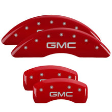 Load image into Gallery viewer, 4-Caliper-Covers-Engraved-Front--Rear-Gmc-Red-Finish-Silver-Ch