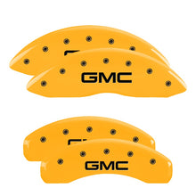 Load image into Gallery viewer, 4-Caliper-Covers-Engraved-Front--Rear-Gmc-Yellow-Finish-Black-Ch