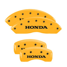 Load image into Gallery viewer, 4-Caliper-Covers-Engraved-Front--Rear-Honda-Yellow-Finish-Black-Ch