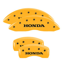 Load image into Gallery viewer, 4-Caliper-Covers-Engraved-Front--Rear-Honda-Yellow-Finish-Black-Ch
