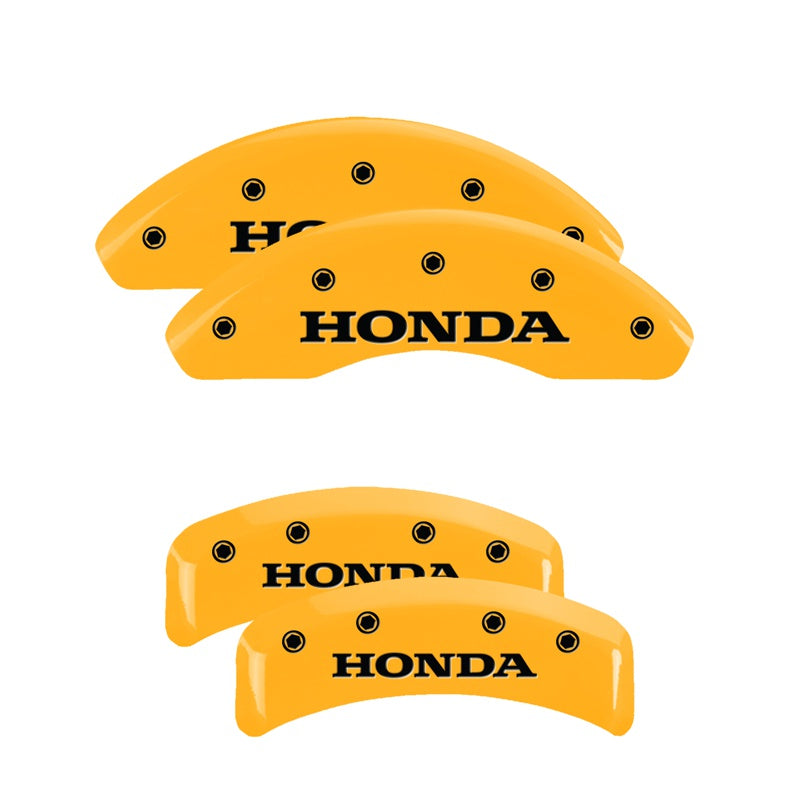 4-Caliper-Covers-Engraved-Front--Rear-Honda-Yellow-Finish-Black-Char-2003-Honda-Element
