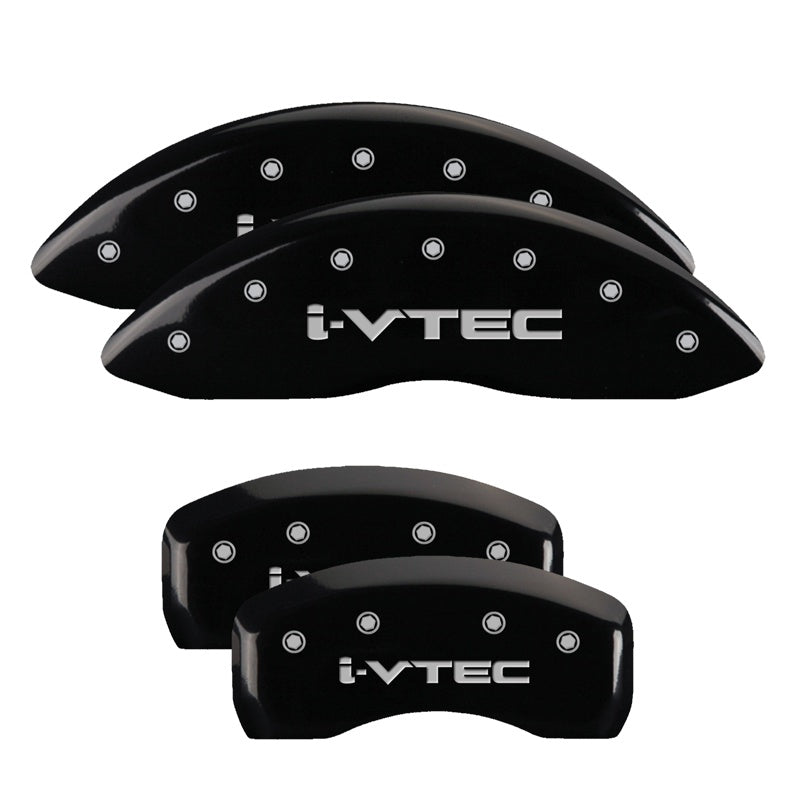 4-Caliper-Covers-Engraved-Front--Rear-I-Vtec-Black-Finish-Silver-Char-2017-Acura-Mdx