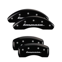Load image into Gallery viewer, 4-Caliper-Covers-Engraved-Front--Rear-Impala-Black-Finish-Silver-Ch