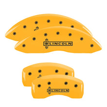 Load image into Gallery viewer, 4-Caliper-Covers-Engraved-Front--Rear-Lincoln-Yellow-Finish-Black-Ch