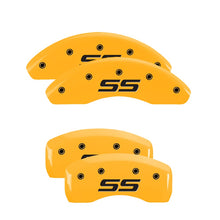 Load image into Gallery viewer, 4-Caliper-Covers-Engraved-Front--Rear-Monte-Carlo-Ss-Yellow-Finish-Black-Char-2008-Chevy-Impala