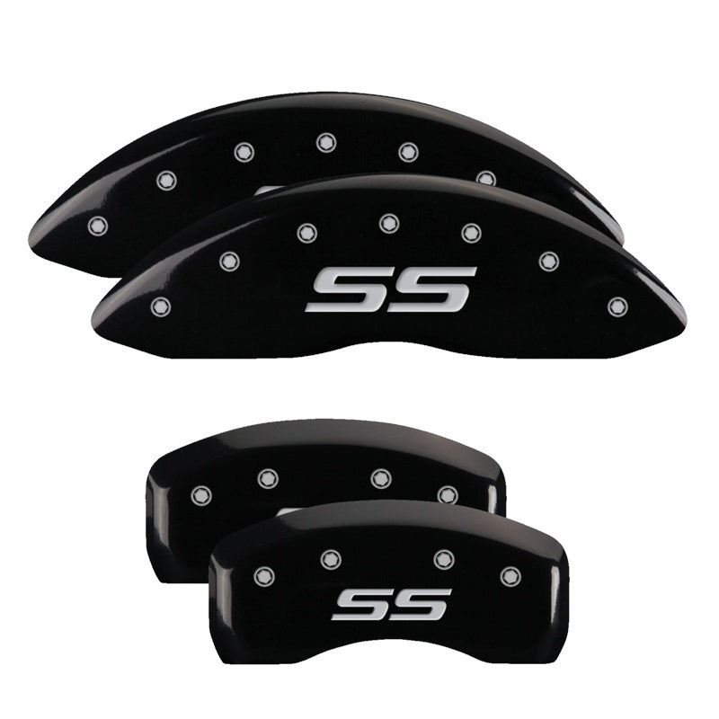 4-Caliper-Covers-Engraved-Front--Rear-Monte-Carlo-StyleSs-Black-Finish-Silver-Ch