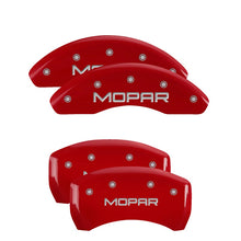 Load image into Gallery viewer, 4-Caliper-Covers-Engraved-Front--Rear-Mopar-Red-Finish-Silver-Ch